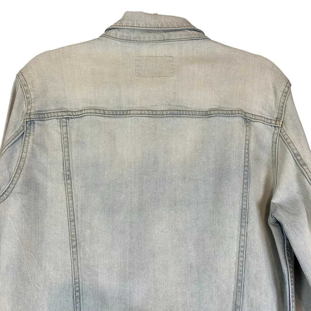 Aeropostale Men Jean Jacket Size M Light Blue Trucker Style Stone Washed Denim